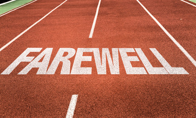 Farewell written on running track