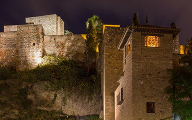 Alcazaba Fortress in Malaga at Night