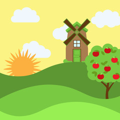 Naklejka premium Vector Farm Themed Background