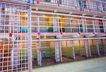 Rows of bars and prison cells