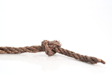 Rope knot / Close up rope knot on white background.