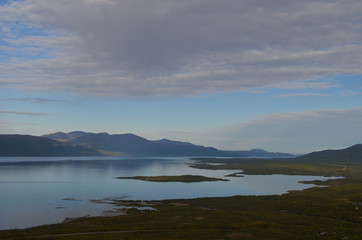 View on lake Torneträsk and Abisko National Park valley, subarctic Swedish Lapland