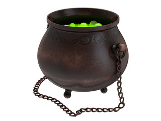 pot of green potion on an isolated background
