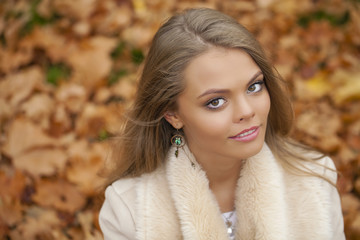 Portrait close up of young beautiful blonde girl