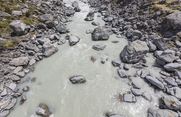 Beautiful view and glacier in Mount Cook National Park, South Is
