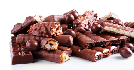 Mix of chocolate on table, close-up