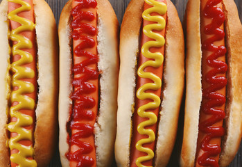 Hot dogs closeup
