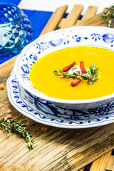 Pumpkin and carrot soup cream