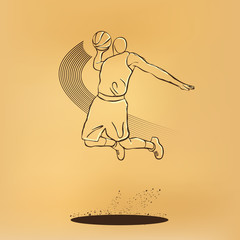 Basketball. Throw the ball, Slam. Vector retro illustration on old paper.