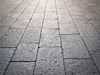 Medieval street paved with the cobble stone