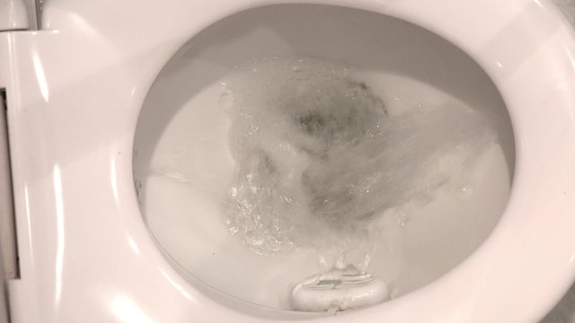 Flushing the toilet as detailed 4K footage