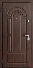 Fototapeta premium The iron door with a wooden pattern.