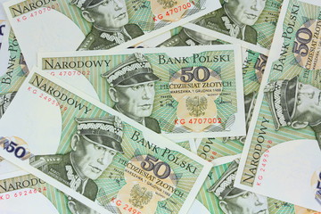 old polish 50 zloty money background
