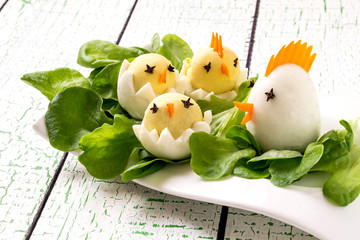 Easter appetizer of boiled eggs