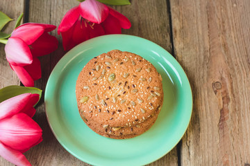 oatmeal cookies on the wooden table