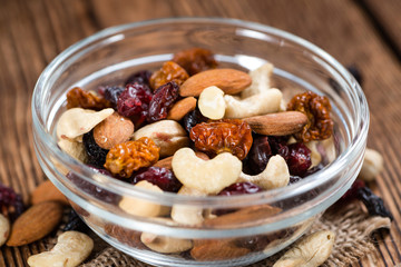 Trail Mix on wooden background