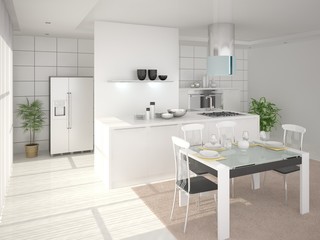Modern kitchen in the style of minimalism.