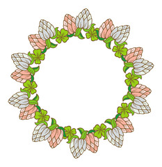 Beautiful frame in shape of wreath with blooming clover flowers 