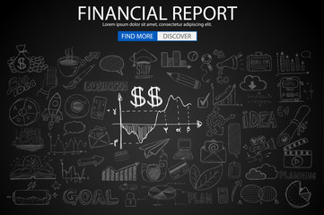 Fototapeta na wymiar Financial Report concept with Doodle design style
