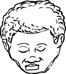 Outlined Black man with closed eyes