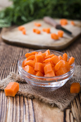 Bowl with diced carrot