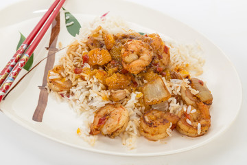 Orange Shrimp on Rice