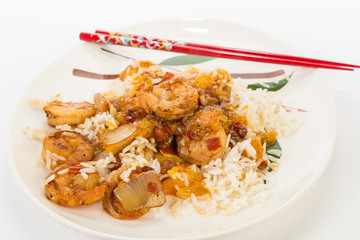 Shrimp Stir Fry with Chopsticks