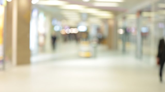 Blurred image of a busy shopping mall or center