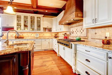 Great kitchen with hardwood floor and nice counter tops.