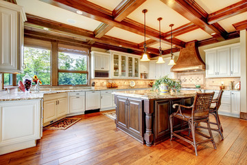 Great kitchen with hardwood floor and nice counter tops.