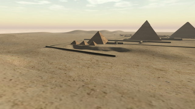 Animation of the Giza platform Egypt in 3D 4K