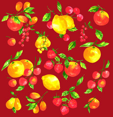 フルーツを水彩画で