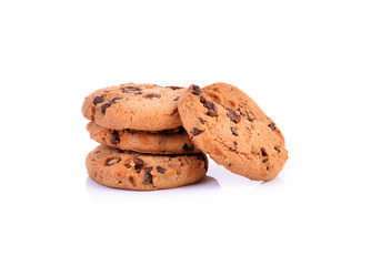 Chocolate chip cookies isolated on white background.