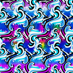 bright graffiti geometric seamless pattern grunge effect