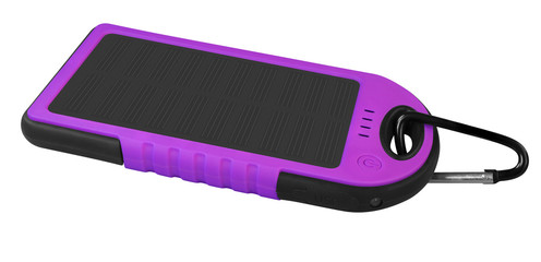 Power bank with a solar panel - violet