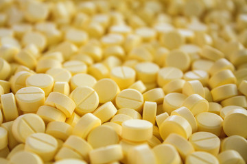 Many medication tablets and pills