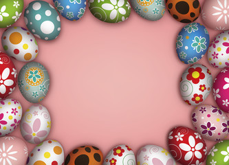 Easter eggs on pink background