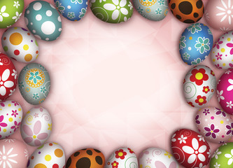 Easter eggs on pink background