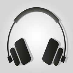 headset with a microphone and a shadow monochrome symbol on a light background