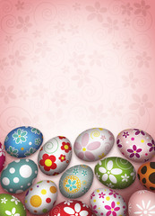 Easter eggs on pink background