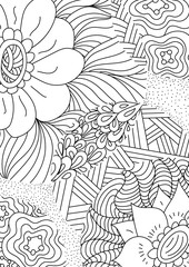 Pattern for coloring book. Ethnic retro design