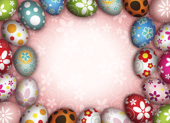 Easter eggs on pink background