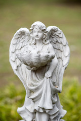 Angel statue in nature place in soft light