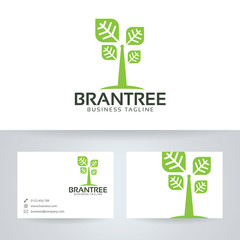 Brand tree  vector logo with business card template