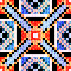 Fototapeta premium Pixels small polygons and circle abstract geometric background