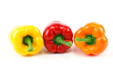 colorful peppers isolated on white background