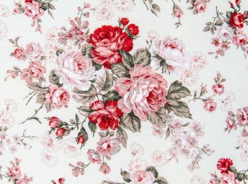 Vintage Style Of Tapestry Flowers Fabric Pattern Background