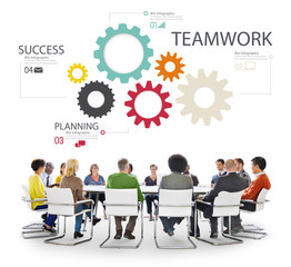 Teamwork Team Group Gear Partnership Cooperation Concept
