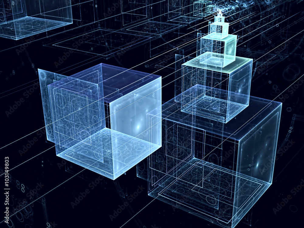 Wall mural abstract technology background cubes digitally generated image