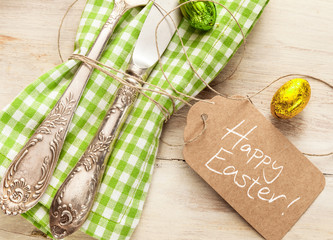 Decorative fresh spring Easter table setting